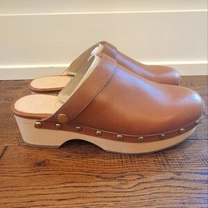 J. Crew Convertible Back Leather Clogs Tan Sz 7